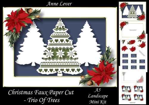Christmas Faux Paper Cut - Trio Of Trees