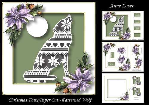 Christmas Faux Paper Cut - Patterned Wolf