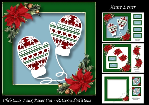 Christmas Faux Paper Cut - Patterned Mittens