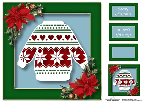 Christmas Faux Paper Cut - Patterned Jumper 8x8