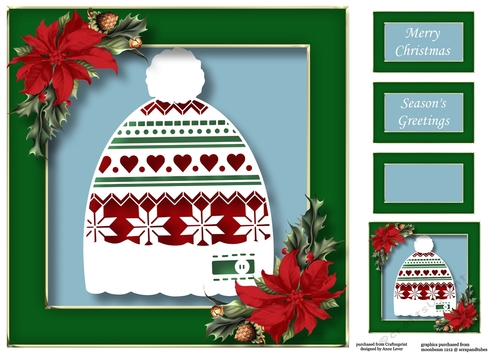 Christmas Faux Paper Cut - Patterned Hat 8x8