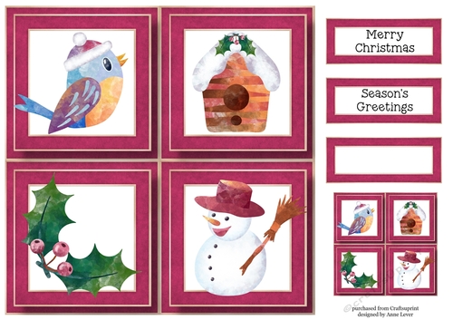 Bird & Snowman New Christmas Quad Frame 8x8