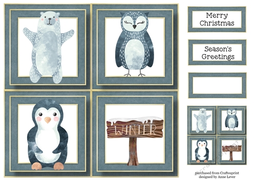 Winter Animals New Christmas Quad Frame 8x8