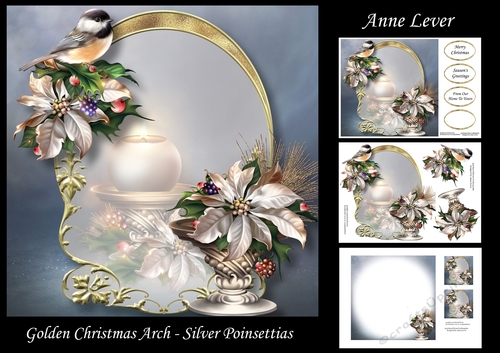 Golden Christmas Arch - Silver Poinsettias