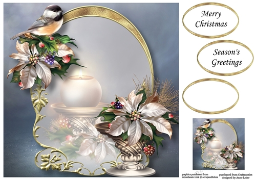 Golden Christmas Arch - Silver Poinsettias 8x8