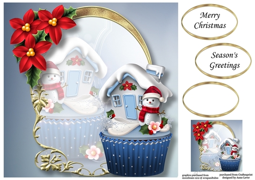 Golden Christmas Arch - Snowman Cupcake 8x8