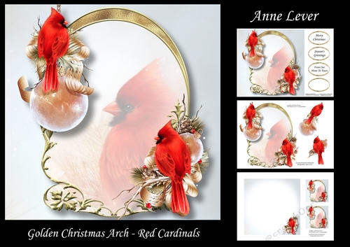 Golden Christmas Arch - Red Cardinals