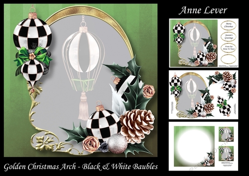 Golden Christmas Arch - Black & White Baubles