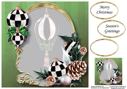 Golden Christmas Arch - Black & White Baubles 8x8