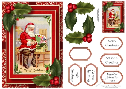 Vintage Christmas In Red 4 A5