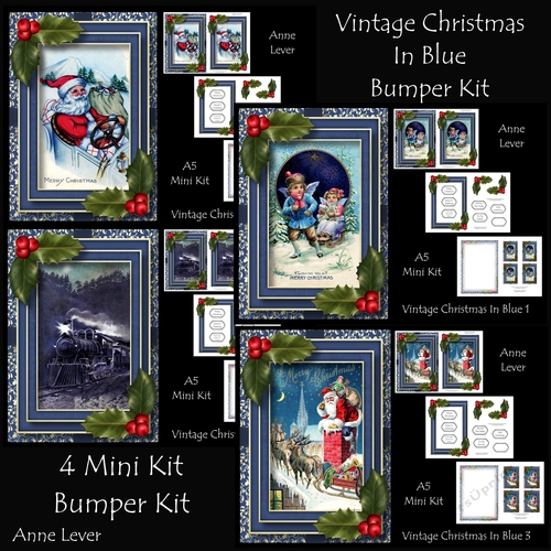 Vintage Christmas In Blue Bumper Kit