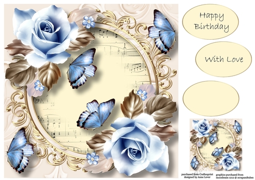 Shabby Chic Sepia & Blue 8x8