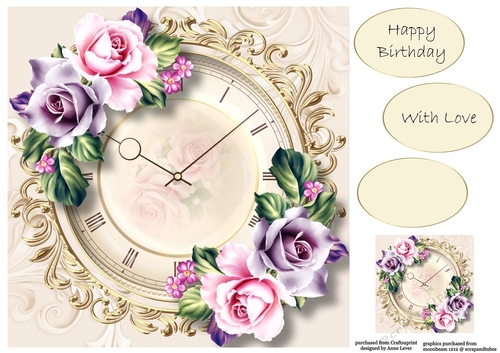 Shabby Chic & Clock Face 8x8