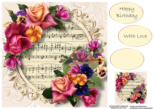 Summer Bouquet & Sheet Music 8x8