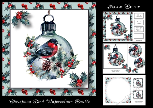 Christmas Bird Watercolour Bauble