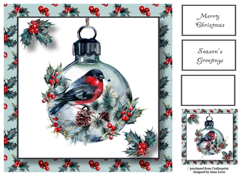 Christmas Bird Watercolour Bauble 8x8