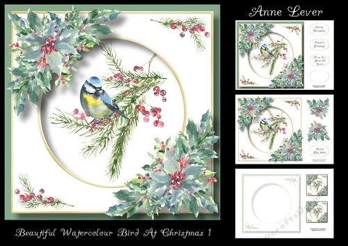 Beautiful Watercolour Bird At Christmas 1