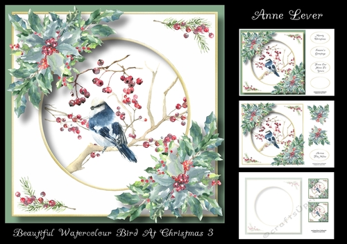 Beautiful Watercolour Bird At Christmas 3