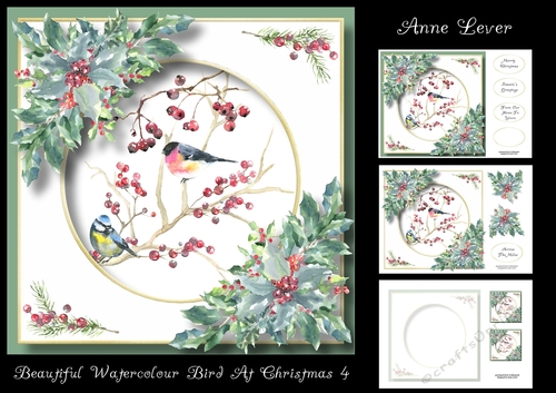 Beautiful Watercolour Bird At Christmas 4