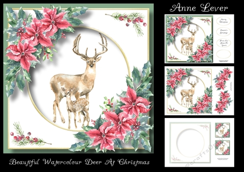Beautiful Watercolour Deer At Christmas