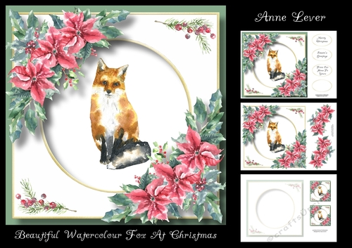 Beautiful Watercolour Fox At Christmas