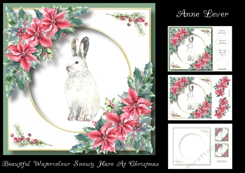 Beautiful Watercolour Snowy Hare At Christmas