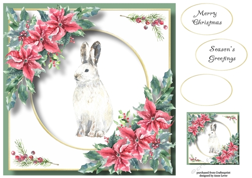 Beautiful Watercolour Snowy Hare At Christmas 8x8
