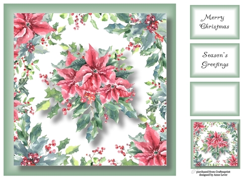 Gorgeous Watercolour Poinsettias  8x8