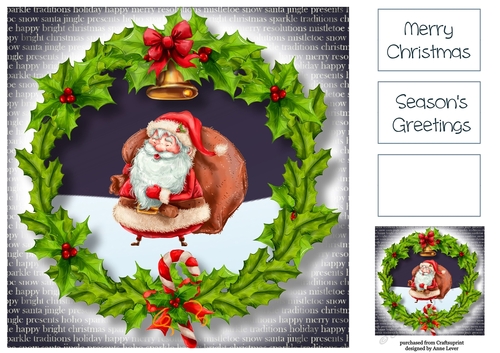 Holly Wreath - Jolly Father Chrismas 8x8