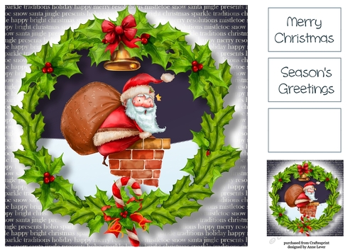 Holly Wreath - Santas Stuck In The Chimney 8x8