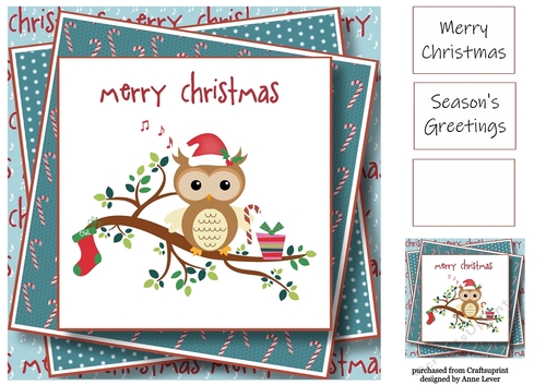 Merry Christmas Owls 2 8x8