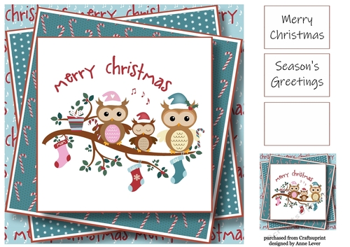 Merry Christmas Owls 1 8x8