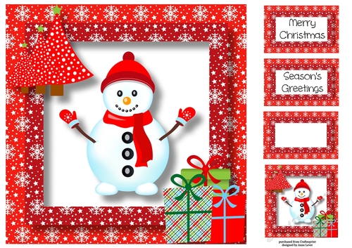 Christmas Snowman In Red 8x8