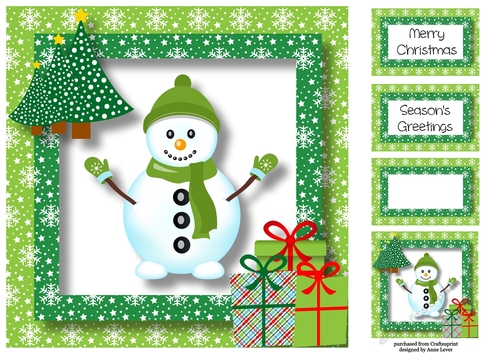 Christmas Snowman In Green 8x8