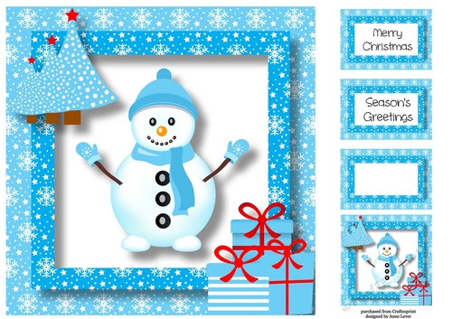 Christmas Snowman In Blue 8x8
