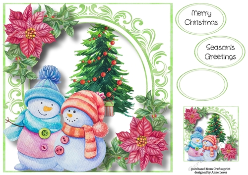 Happy Christmas Snowman Couple 8x8