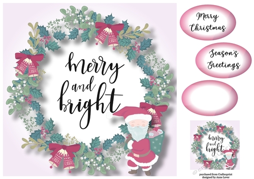 Christmas Wreath & Santa 8x8