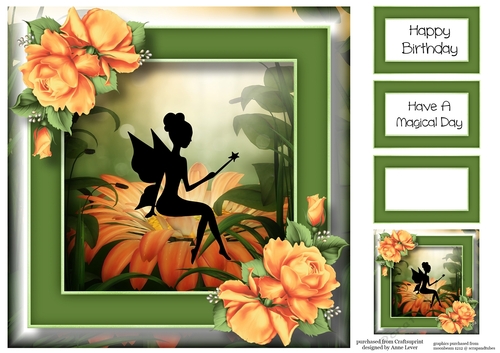 Beautiful Fairy Silhouette & Orange Roses 8x8