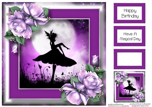 Beautiful Fairy Silhouette & Lilac Roses 8x8