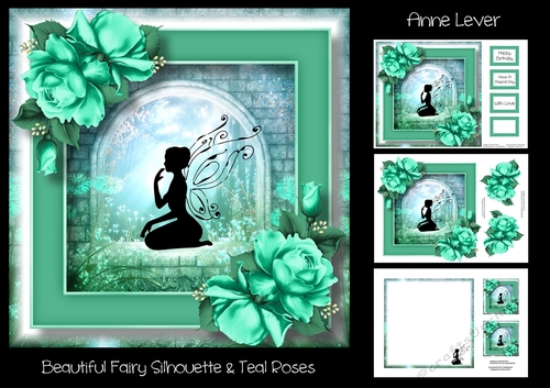 Beautiful Fairy Silhouette & Teal Roses