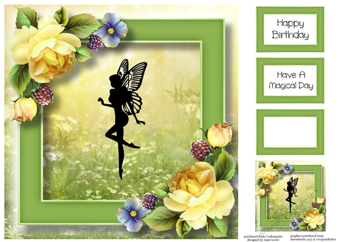 Beautiful Fairy Silhouette & Yellow Roses 8x8