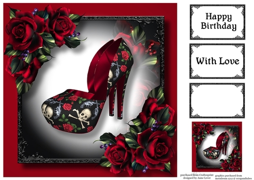 Guns N Roses Gothic Shoes & Red Roses 8x8