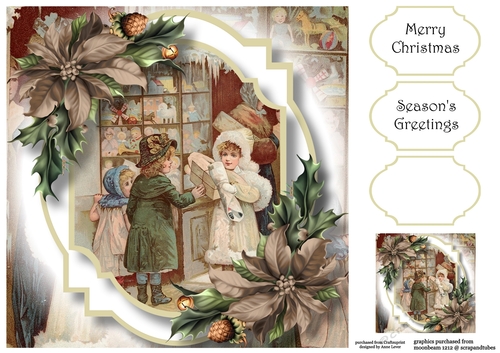 Vintage Christmas Double Mat 2 8x8