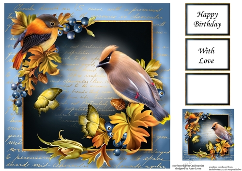 Beautiful Birds & Berries 8x8