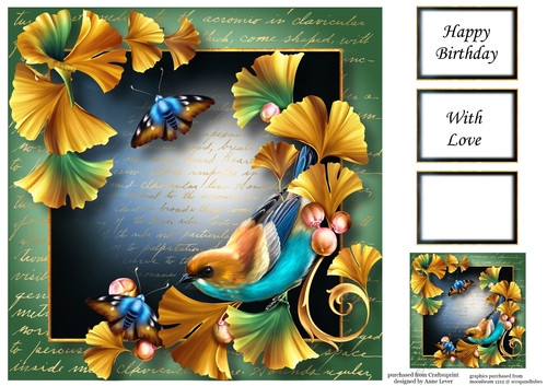 Golden Autumn Bird 8x8