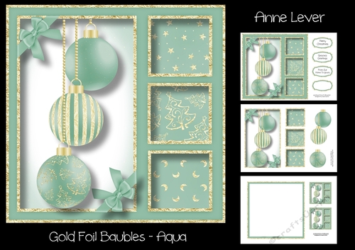Gold Foil Baubles - Aqua