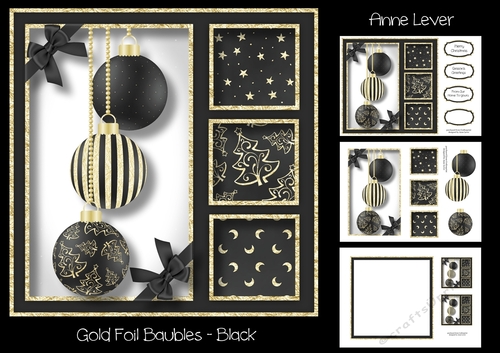 Gold Foil Baubles - Black