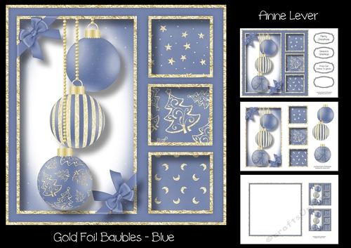 Gold Foil Baubles - Blue