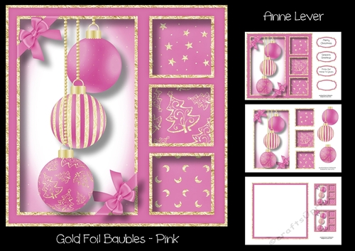 Gold Foil Baubles - Pink