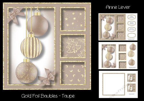 Gold Foil Baubles - Taupe